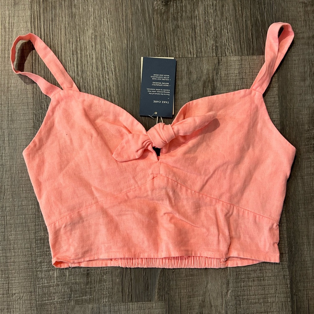 Universal Thread Coral Crop Top with Bow